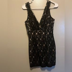 Forever 21 Small Black and Nude Lace Mini Dress